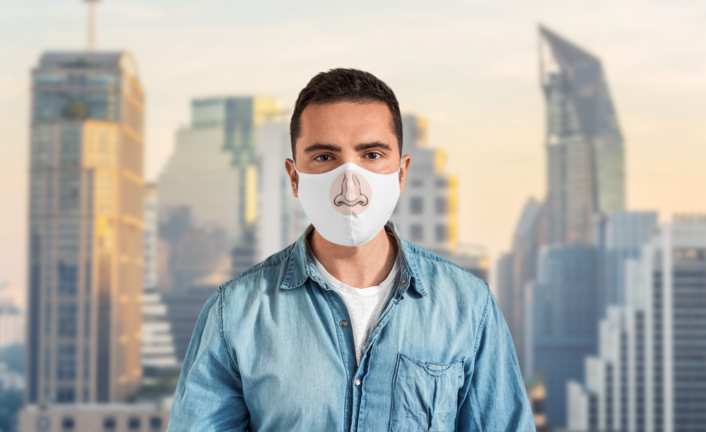 custom face mask with print-on nose